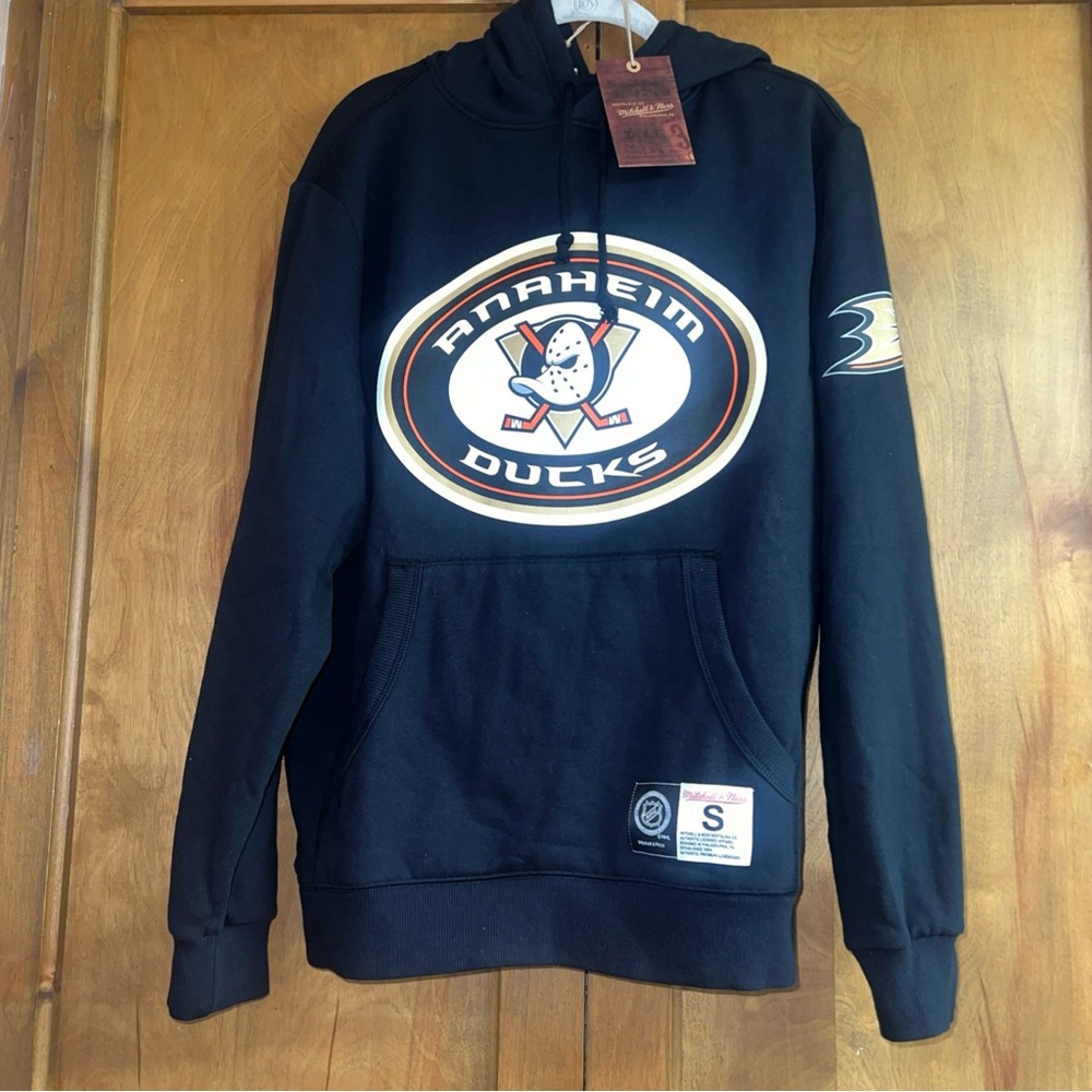 Men's Black Anaheim Ducks Game Time Fleece Pullover Hoodie Sz small